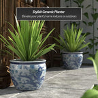 Red Lantern 14" Dragon Blue & White Porcelain Fishbowl Planter or Cachepot for Indoor/Outdoor Use in Garden Entryway Living Room Boho Eclectic Modern Contemporary Classic Traditional Style Decor