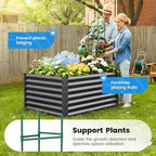 Quictent Galvanized Raised Garden Bed 4x3x2ft Tall Garden Bed Extra Height 22.4" Hold 24cft Soil Outdoor Heightened Planter Box for Deep Root Vegetables Herbs Tomato Cage Included, Dark Grey