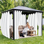 Outdoor Curtains for Patio Waterproof 6 Panels - Windproof, Privacy, Weatherproof Outside Drapes for Gazebo Pergola Porch, Grommet Top and Tab Bottom, 54x120 Inch, White