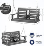 KINGYES Outdoor Hanging Porch Swing, 2 Seat Patio Chair - Image 4