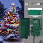 SURAIELEC Outdoor Power Stake, 7-Day Programmable Digital Timer, Power Strip Weatherproof, 6 Multi Plug Electrical Outlet Waterproof, 6FT Extension Cord, for Outside Yard Light, Christmas Decorations