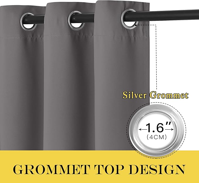 NICETOWN Blackout Sliding Glass Door Curtain 144 inches Long, Grommet Thermal Insulated Light & Heat Blocking Curtain & Drape Window Treatment for Sliding Glass Door, Grey, W100 x L144, 1 Panel