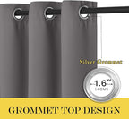 NICETOWN Blackout Curtain Panel for Bedroom - Three Pass Microfiber Noise Reducing Thermal Insulated Solid Ring Top Blackout Window Drape (1 Panel, 52 x 72 inches, Gray)