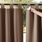 NICETOWN Porch Curtainss Outdoor Waterproof for Patio Set of 2, Self-Stick Tab Top Blackout Indoor Outdoor Dividers Vertical Blinds Keep Privacy for Pergola/Patio, W52 by L84 inches, Tan