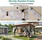 COBIZI 13x13 FT Pop up Gazebo on Clearance - Outdoor pop up Canopy Tent,carpas para Patio, Shelter - Screen Tents with Portable Carry Bag, Patio Gazebos for Camping,Garden,Deck,Backyard,Khaki