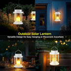 Solar Lantern Outdoor & Indoor Use – Hanging Solar Lights with Realistic Flickering Flameless Candle, Weatherproof for Gardens, Patios, Trees, and Lawns (White, 1 Pack)