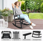 VINGLI Wooden Rocking Chair, Outdoor Chair with 450 lbs Support, Relaxing Rocker with Solid Wood High Back Seat Reclining Seat for Deck, Garden, Backyard, Porch, Indoor or Outdoor Use (Black, 2PCS)