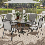 Patio Chairs Set of 4, Stackable Outdoor Dining – Light Grey