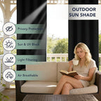Black Outdoor Curtains for Patio Waterproof - 6 Panels Privacy Weatherproof Outside Curtains with Grommets for Pergola, Gazebo, Porch, Cabana, Balcony, 54 x 120 Inch
