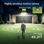 Philips Solar Security Light Outdoor Light 302 LEDs 1200lm，Solar-Powered Waterproof Wall-Mounted Flood Light w/PIR Motion Sensor, 3 Heads, IP65 Waterproof, 3 Modes (1 Pack)