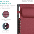 Best Choice Products Folding Zero Gravity Outdoor Recliner Patio Lounge Chair w/Adjustable Canopy Shade, Headrest, Side Accessory Tray, Textilene Mesh - Burgundy