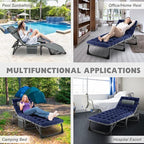 ABORON 2PK Heavy Duty Tanning Chair, 5-Gear Outdoor Folding Chaise Lounge Chair with Cushion,Portable Beach Lounge Chair for Outdoor Sunbathing Patio Pool Lawn Deck Poolside, Royal Blue-2pc