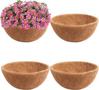 Y&M 4pcs 18“ Round Coconut Fiber Liner, 18'' Coco Liner Pre-Formed Replacement for Wall Hanging Planter Basket