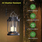 Solar Lantern Outdoor & Indoor Use – Hanging Solar Lights with Realistic Flickering Flameless Candle, Weatherproof for Gardens, Patios, Trees, and Lawns (Black, 1 Pack)