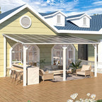 AECOJOY 16' x 10' Gazebo White Outdoor Pergola for Patio, Large Wall-Mounted Hard Top 10x16 Lean to Metal Gazebo Shelter Pergolas and Gazebos Clearance with Patio Roof, Heavy Duty Awnings for Backyard