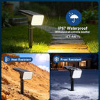 LANSOW Solar Spot Lights Outdoor Waterproof IP67, (8 Pack/90 LED/4 Modes) Solar Landscape Spotlights, 2-in-1 Solar Powered Flood Lights for Yard Garden Pathway Outside Tree, Auto ON/Off(Warm White)