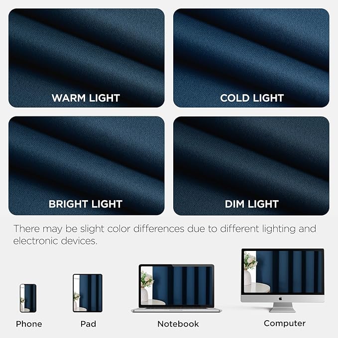 Blackout Patio Sliding Door Curtains – Navy Blue, 80Wx90L, 1 Panel