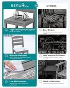 SERWALL Outdoor Dining Chairs Set of 4, All-Weather HDPE Patio Chair with 19.7" Widened Seat, for Backyard, Garden, Gray
