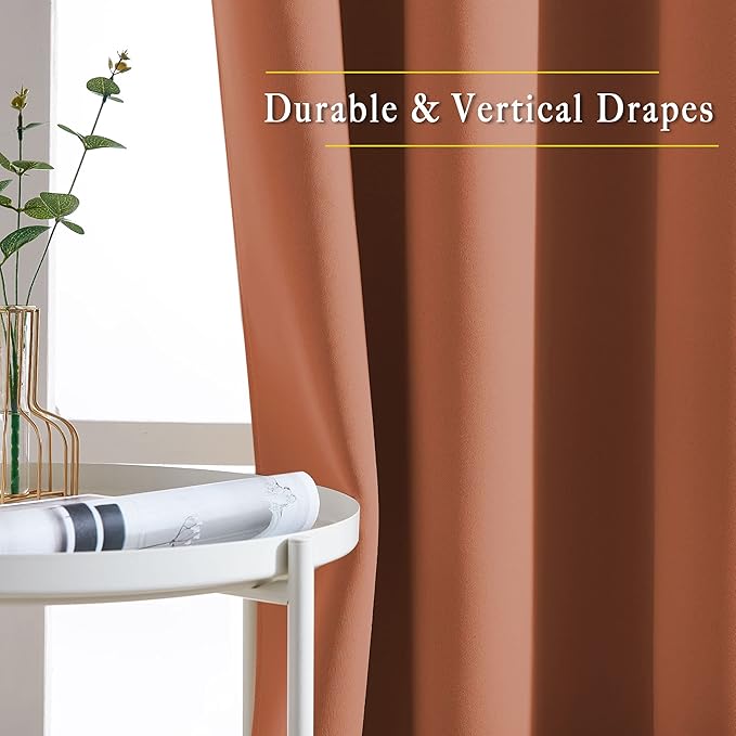 Blackout Curtain for French Door – Burnt Orange, W100 x L84, 1 PC