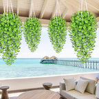 Waipfaru Artificial Hanging Four-leaf clover, 4pcs Fake Hanging Plants, Faux Ivy Pothos Vines Greenery for Wall Home Bedroom Living Room Aesthetic Kitchen Office Aesthetic Kitchen Indoor Outdoor Decor