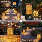 Solar Lanterns Outdoor Hanging Lantern Lights,Sunflower Metal Decor Lanterns-Waterproof LED Decorative Light for Garden Patio Yard Lawn Backyard Front Porch as Gifts for Mom Grandma Women
