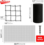 Heavy Duty Bird Netting for Garden Protection & Fruit Trees, 13x40 Ft with 10 Stakes – Black Anti-Bird Net for Poultry, Deer, & Squirrel Protection, Durable Nylon Mesh for Garden and Yard Use