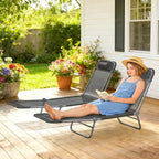 Outsunny 2 Piece Folding Chaise Lounge Chairs, Pool Sun Tanning Chairs with Reclining Back, Breathable Mesh Seat, Headrest for Beach, Yard, Patio, Black