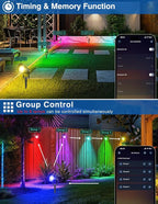 Spot Lights Outdoor, Smart RGBW LED Color Changing Landscape Lighting with APP and Remote Control, Music Mode, DIY Scenes, Timing, IP65 Waterproof Spotlight Plug in for Yard Garden, 4 Pack