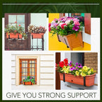 Layhit 10 Pcs Adjustable Planter Box Brackets Universal Heavy Duty Flower Box Brackets Window Iron Railing Planter Holder for Balcony Fence Pergola Patio Garden Windowsill, 6-12.5 Inch (Black)