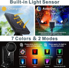 Solar Spotlights Outdoor, 7-LED Flag Pole Spot Lights, RGB Color Changing Solar Powered Landscape Flagpole Light, Dusk-to-Dawn Waterproof Ground Spotlight for Christmas Tree Yard Garden (Multicolored)