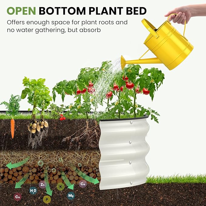 Galvanized Raised Garden Bed 8x4x1 FT, Oval Metal Raised Garden Bed Outdoor Planter Box with Open Bottom, Rust-Resistant Steel Garden Bed for Vegetables Herbs Flowers, Easy Assembly