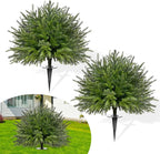 2 Set of 23.6" Artificial Norfolk Tree for Outdoor Front Porch Decor, Boxwood Ball Fake Shrubs UV Resistant Faux Plants for Indoor Outdoor