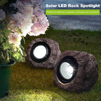 Solar Rock Lights Outdoor Garden Waterproof - Super Bright LED Solar Spotlights, Solar Powered Landscape Path Decorative Garden Stone Lights for Pathway, Walkway, Yard, Patio (2 Pack)
