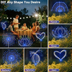 Garden Outdoor Lights, 2 Pack 120 LED Solar Garden Lights Fairy Lights Outdoor Waterproof Decorative Solar Firework Lights for Yard, Patio, Pathway, Flowerbed Party Wedding Decor, Blue