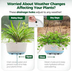 T4U 10 Inch Hanging Planters for Indoor Plants, 2 Pack White Self Watering Hanging Plant Pot, Hanging Pots Set with Drainage Hole & Plug & Chain with 3 Hooks for Garden Home Decor