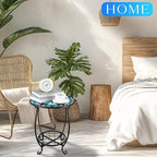 Outdoor Side Table Round Small Mosaic Patio Accent Indoor End Plant Coffee Tea Table for Yard Patio Porch Garden Living Room, Bedroom