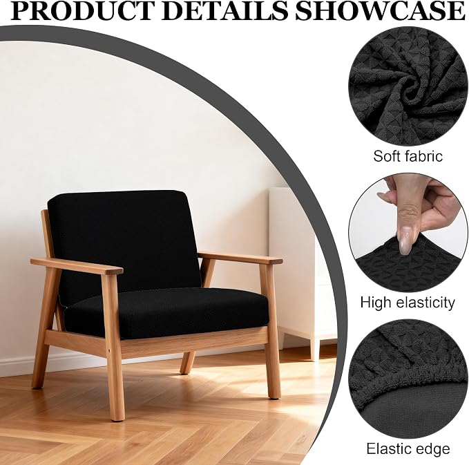 Cushion Covers, 4 Pack Stretch Patio Sofa Protectors, Black Diamond Pattern