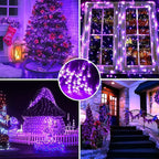 String Lights 165 ft 500 LED Purple Outdoor Plug-In with Timer