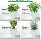 Herb Garden Planter Indoor Kit – 6 Metal Pots with 2 Trays for Windowsill & Kitchen Counter – Modern Decorative Indoor Planters for Herbs, Succulents & Small Plants, Mint