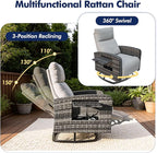 Outdoor Recliner Chair, Wicker Patio Recliners with Adjustable Backrest and Extended Foot Rest, Reclining Patio Chairs with Flip Table & Removable Cushion Cover for Porch
