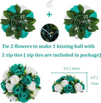 Artificial Flower Ball Centerpiece, Teal and White Silk Roses