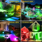 ROSHWEY Solar Spot Lights Outdoor, 7 Colors Halloween Christmas Outdoor Lights Waterproof Landscape Light 600LM Solar Spotlight Lighting for House Backyard Pool Patio Garden Decor- 2 Pack