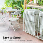 10 Pack Foldable Plastic Chair | Folding & Stackable | 350 lbs Capacity Steel Frame Seats for Indoor Outdoor | Commercial Use Events Wedding Party Bulk Picnic Kitchen Dining - White