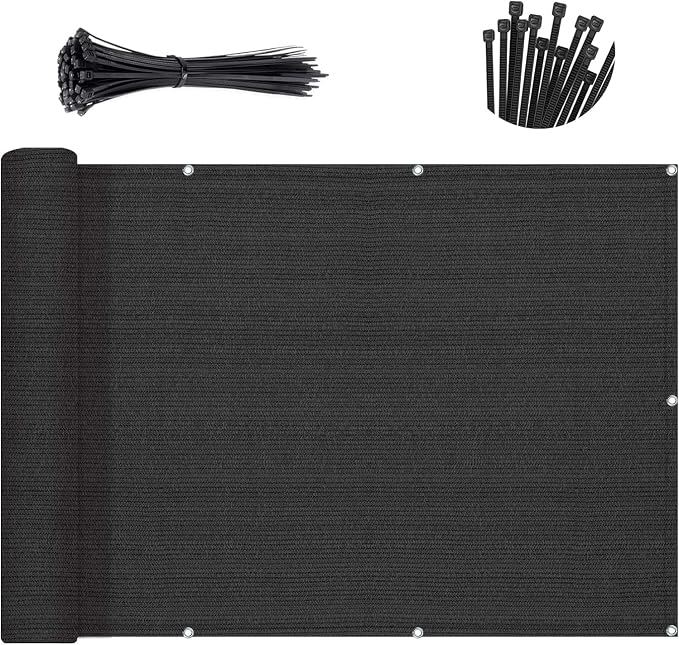 Sunny Guard Customized 3'x24' Black Balcony Privacy Screen, 90% Shade - Image 2