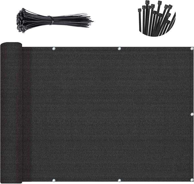 Sunny Guard Customized 2'6''x26' Black Balcony Privacy Screen, 90% Shade by SUNNYGUARD