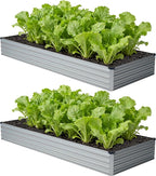 12x4x1 ft(2 Pack) Galvanized Raised Garden Bed,Outdoor Planter Box Metal Patio Kit Planting Bed for Vegetables Flowers and Succulents,Silver