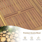 Tangkula 79" Acacia Wood Outdoor Dining Table for 8, Patio Table with Umbrella Hole, Metal Legs & Adjustable Foot Pads, Rectangular 8-Person Outside Table for Garden, Poolside & Backyard