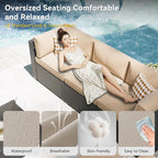 Aoxun Patio Furniture Set, 7 Piece Outdoor Sectional Sofas with Waterproof Cover, Wicker Rattan Outdoor Furniture Patio Conversation Set for Backyard, Garden Begin