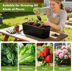 Self Watering Pots for Indoor Plants 17 Inches Window Boxes Planters Rectangular Flower Pots Rectangle Herb Pots Large Plant Pots with Drainage Holes and Saucers Windowsill Planter (2, Black)