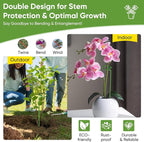 12 Pack Plant Support Stakes with 24 Pcs Plant Clips, Garden Single Stem Support Stake, Plant Cage Support Ring for Indoor Outdoor Flowers Rose Amaryllis Tomatoes Peony Lily Orchid